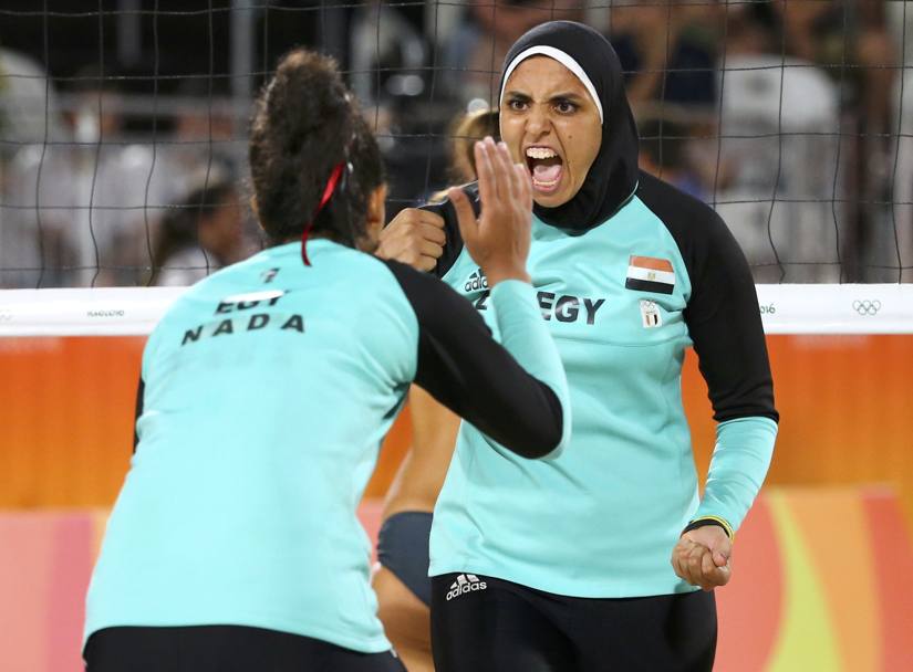 La grinta delle due egiziane dopo un punto vincente (Reuters)
